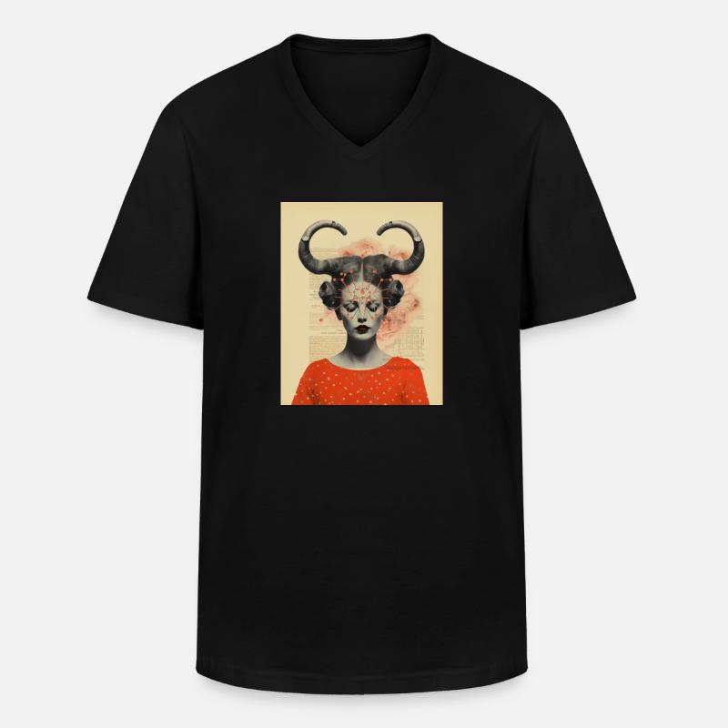 Steinbock Collage Kunst Astrologie - Männer-T-Shirt mit V-Ausschnitt - Schwarz