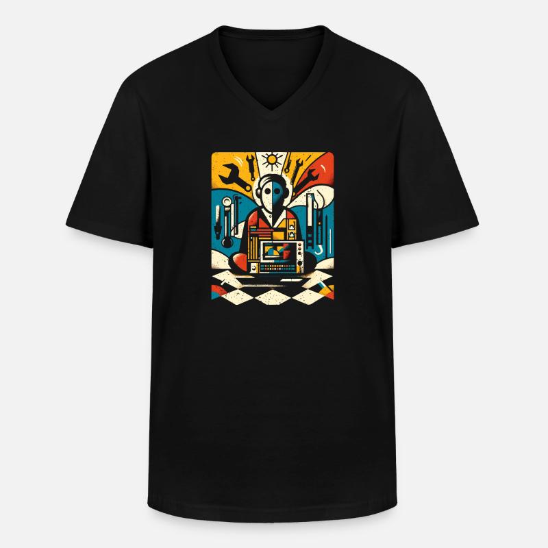 Cooles Techniker Kunst Geschenk - Männer-T-Shirt mit V-Ausschnitt - Schwarz