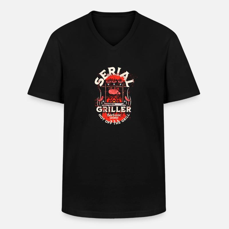 Serial Griller BBQ - Männer-T-Shirt mit V-Ausschnitt - Schwarz