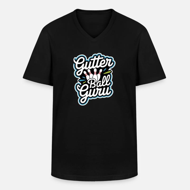 Gutter Ball Guru 11 - Männer-T-Shirt mit V-Ausschnitt - Schwarz