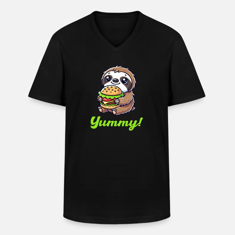 faultier burger 1 - Männer-T-Shirt mit V-Ausschnitt - Schwarz