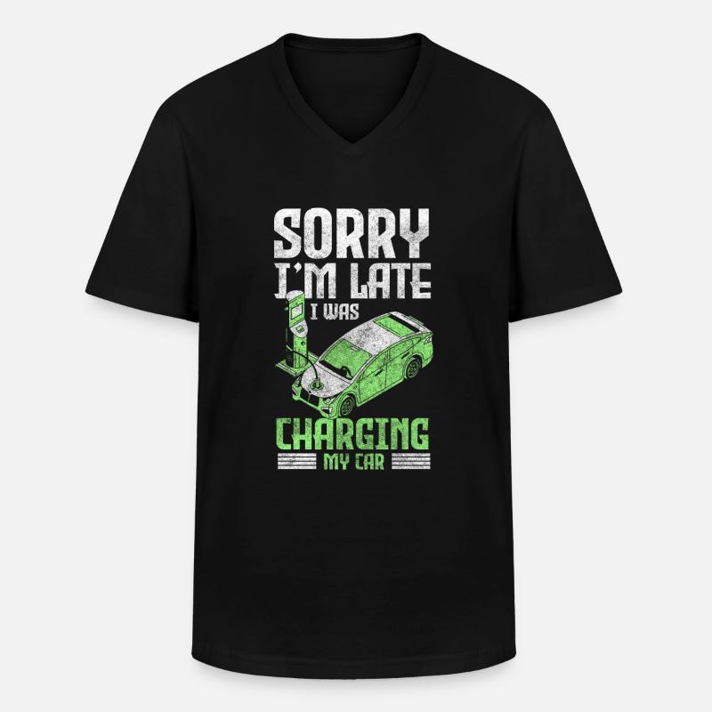 E-Auto Innovation - Männer-T-Shirt mit V-Ausschnitt - Schwarz