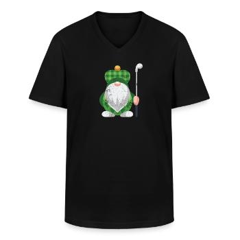 GOLF GNOME NAIN DRÔLE KAROW MOTIFS DE CLUB DE GOLF - T-shirt col V Homme - noir - Devant - AI Model Male 178 dark (178cm)