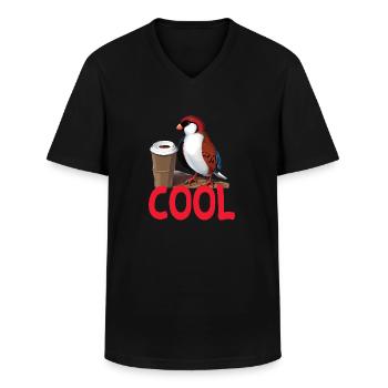 cooler Zebrafink - Australian zebra finch - Männer-T-Shirt mit V-Ausschnitt - Schwarz - Vorne - AI Model Male 178 dark (178cm)