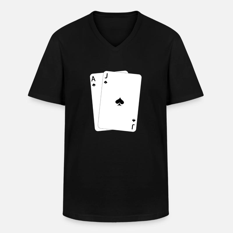 Blackjack AJ - Männer-T-Shirt mit V-Ausschnitt - Schwarz