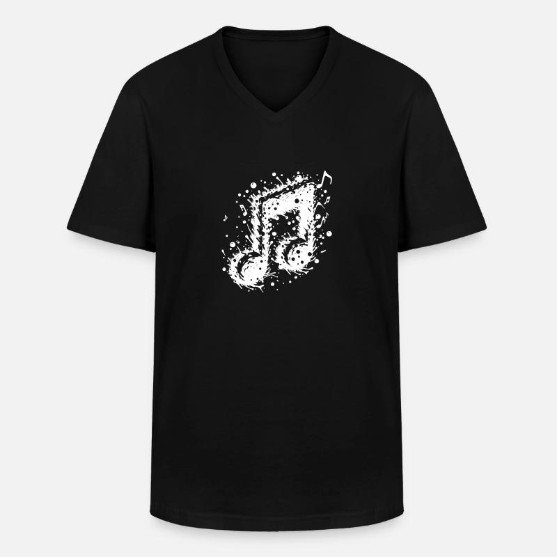 Schwingende Musik Note Splash Tattoo - Männer-T-Shirt mit V-Ausschnitt - Schwarz