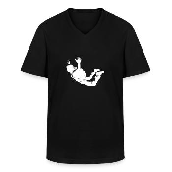 Parachutisme Homme Saut Vol - T-shirt col V Homme - noir - Devant - AI Model Male 178 dark (178cm)