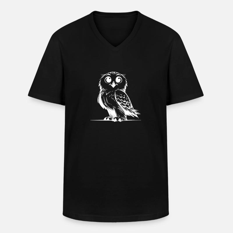 Putzige Schnee-Eule Bleistift Skizze - Männer-T-Shirt mit V-Ausschnitt - Schwarz