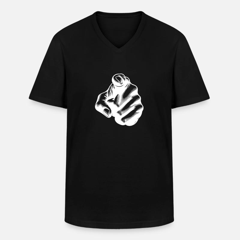 Blickfang Zeigefinger als Handgeste - Männer-T-Shirt mit V-Ausschnitt - Schwarz