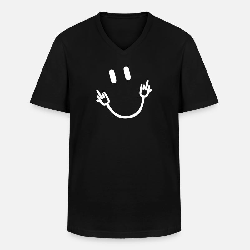 Lächeln Mittelfinger - Männer-T-Shirt mit V-Ausschnitt - Schwarz