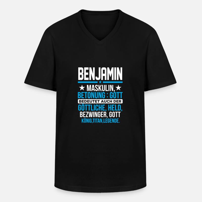 BENJAMIN - Titan - Männer-T-Shirt mit V-Ausschnitt - Schwarz