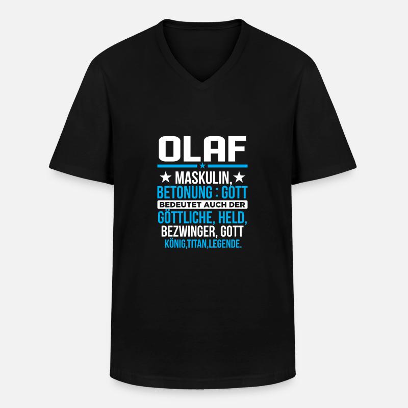 OLAF - Titan - Männer-T-Shirt mit V-Ausschnitt - Schwarz