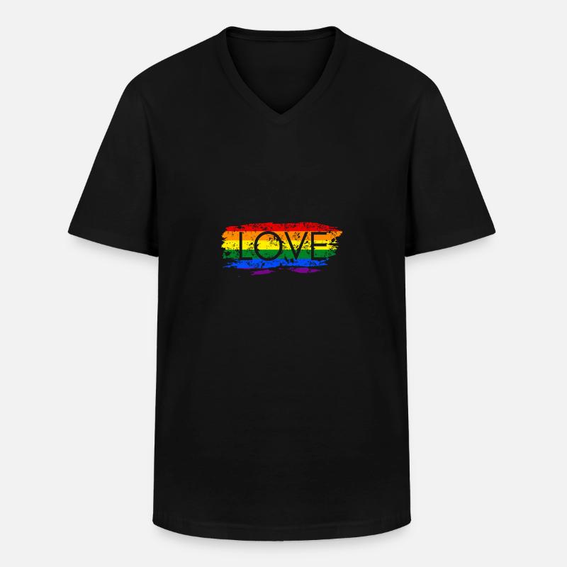 LGBTQ Pride Regenbogen Liebe - Männer-T-Shirt mit V-Ausschnitt - Schwarz