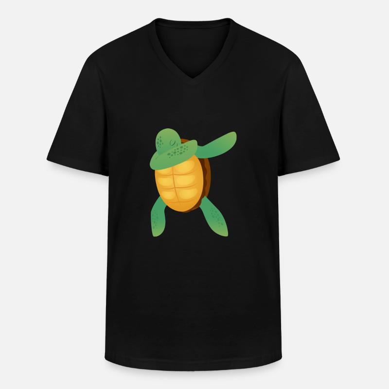 Turtle Dab Dance - Männer-T-Shirt mit V-Ausschnitt - Schwarz