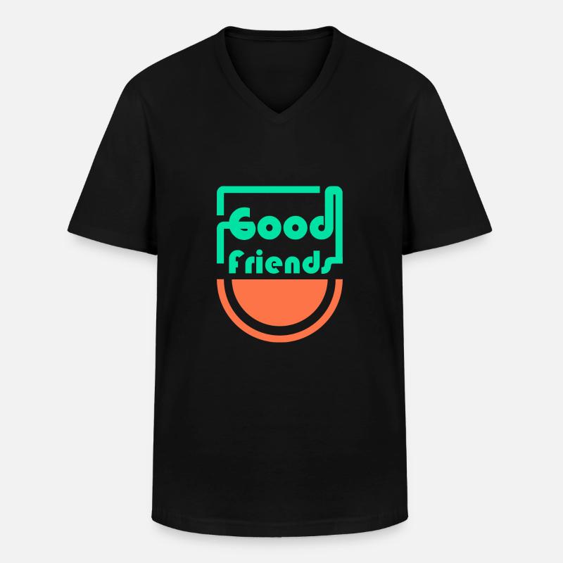 Gute Freunde - Männer-T-Shirt mit V-Ausschnitt - Schwarz