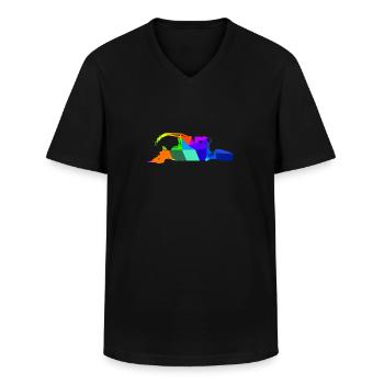 Bunte Regenbogen Pistenraupe Schneefahrzeuge - Männer-T-Shirt mit V-Ausschnitt - Schwarz - Vorne - AI Model Male 178 dark (178cm)