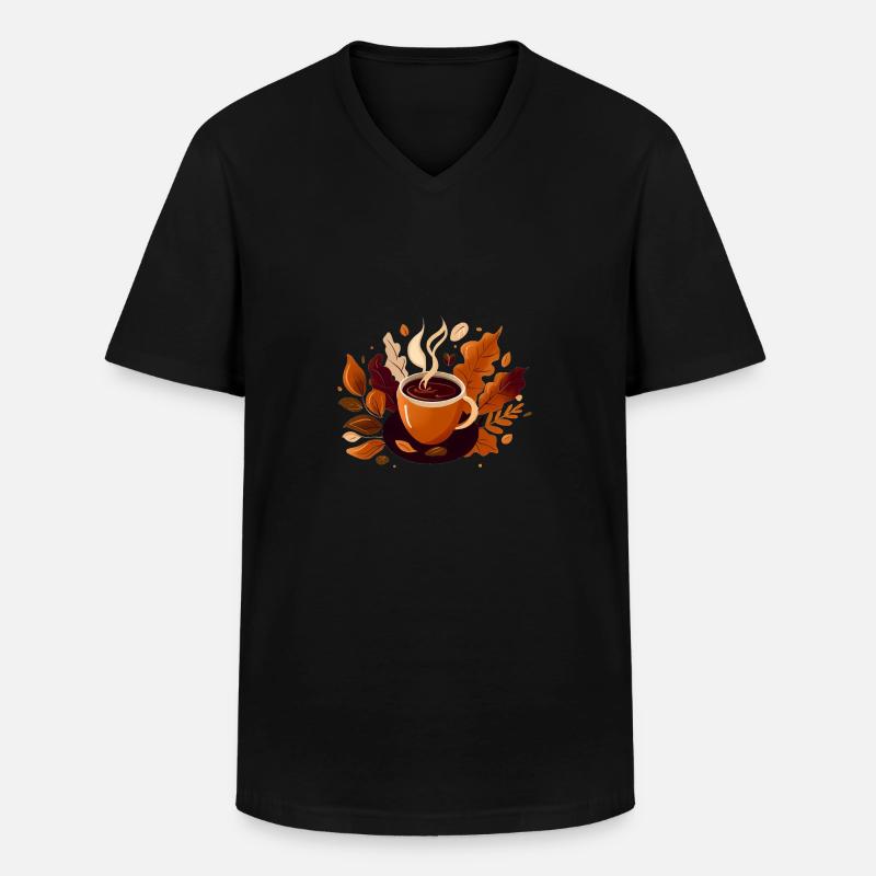 Herbstkaffee - Männer-T-Shirt mit V-Ausschnitt - Schwarz