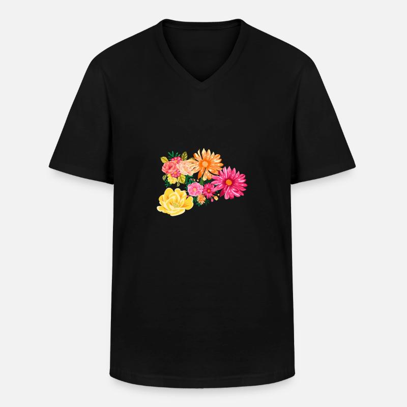 Frühlings - Männer-T-Shirt mit V-Ausschnitt - Schwarz