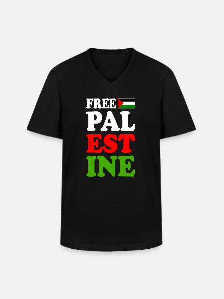 Free palestine - Men's V-Neck T-Shirt - black