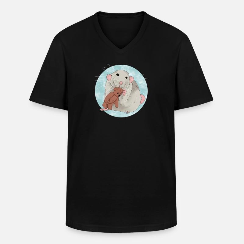 Nette Ratte mit Teddybär - Männer-T-Shirt mit V-Ausschnitt - Schwarz