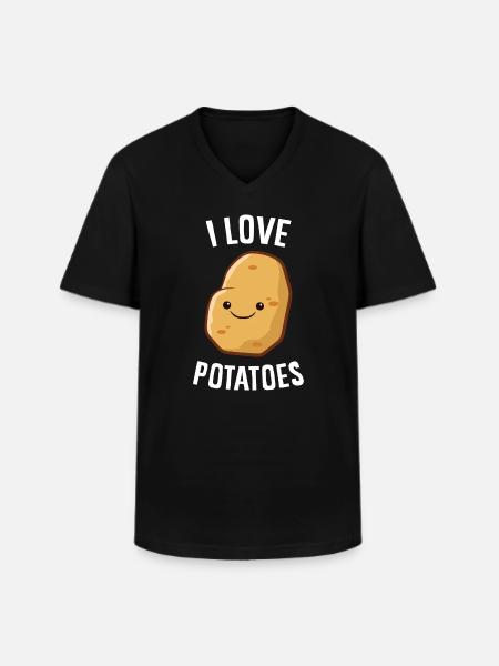 Potato - I love potatoes - Men's V-Neck T-Shirt - black