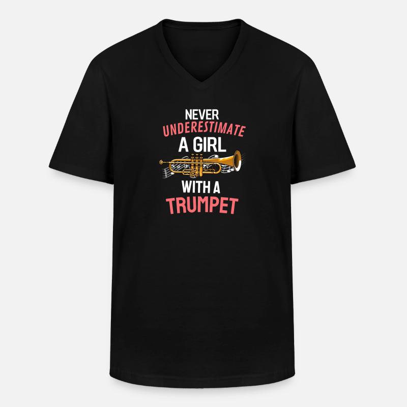 Blasmusik Trompeter Mädchen Geschenk Trompete - Männer-T-Shirt mit V-Ausschnitt - Schwarz