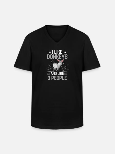 Farm Animal Farmer Gift Funny Donkey - Men's V-Neck T-Shirt - black