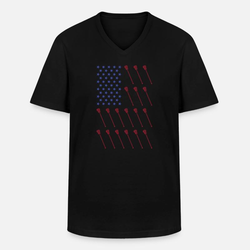 Sport Us Flag Lacrosse - Männer-T-Shirt mit V-Ausschnitt - Schwarz