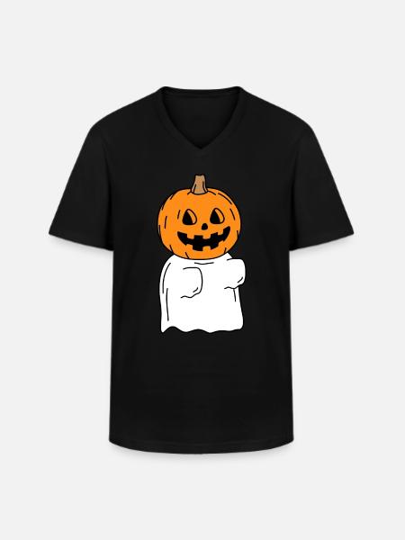 Funny Pumpkin Halloween Ghost - Men's V-Neck T-Shirt - black