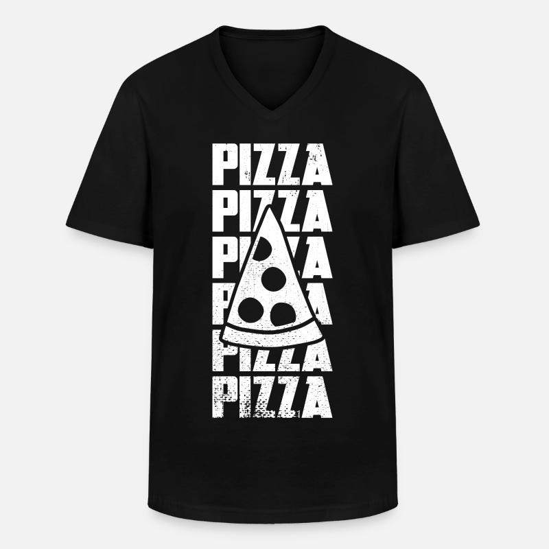 Stück Pizza - Männer-T-Shirt mit V-Ausschnitt - Schwarz