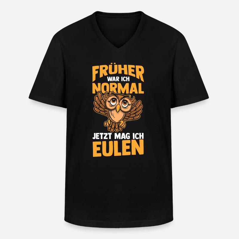 Eulen - Männer-T-Shirt mit V-Ausschnitt - Schwarz