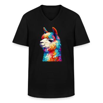 Alpaka - Männer-T-Shirt mit V-Ausschnitt - Schwarz - Vorne - AI Model Male 178 dark (178cm)