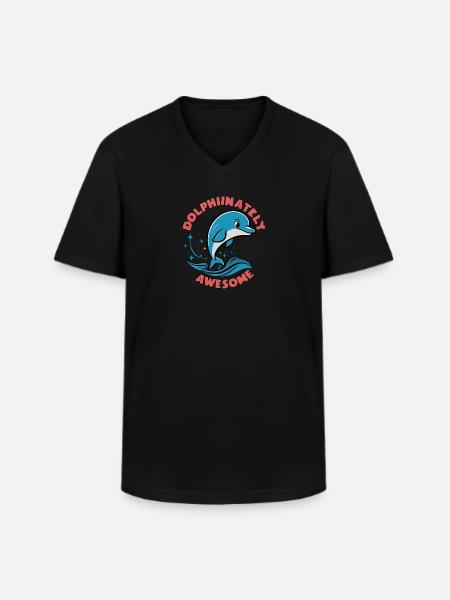 Cute Dolphin - Men's V-Neck T-Shirt - black