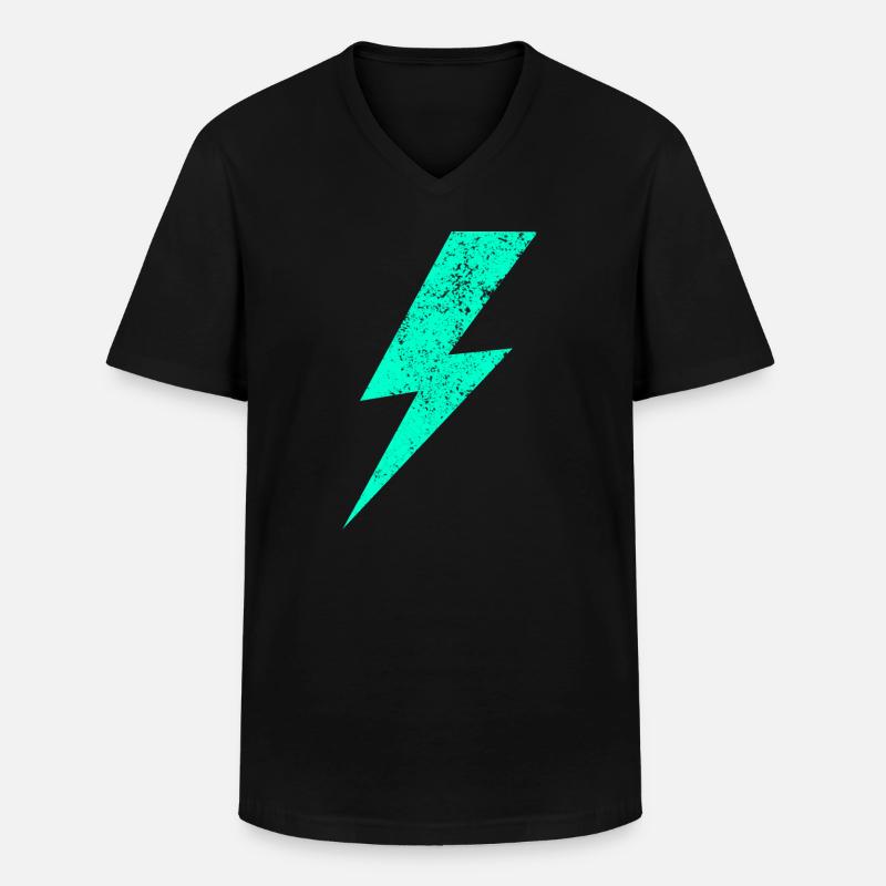 Elektrischer Blitz in Pastell - Männer-T-Shirt mit V-Ausschnitt - Schwarz