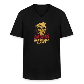 Funny Harmonica Player Badass Harmonica - Männer-T-Shirt mit V-Ausschnitt - Schwarz - Vorne - AI Model Male 178 dark (178cm)