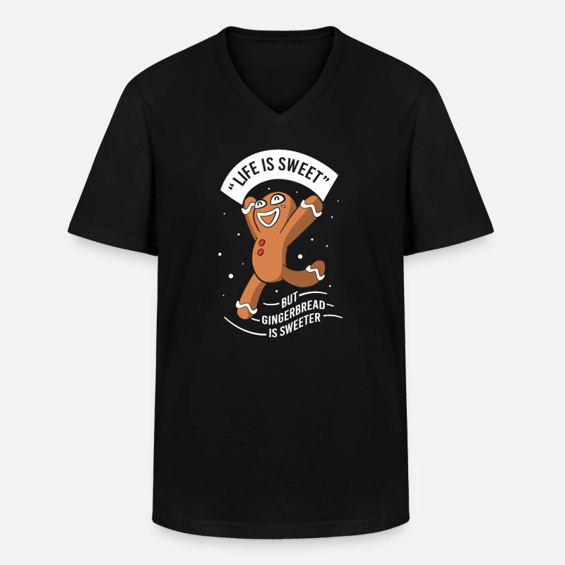 Lebkuchen Weihnachten Lebkuchenmann Gingerbread - Männer-T-Shirt mit V-Ausschnitt - Schwarz