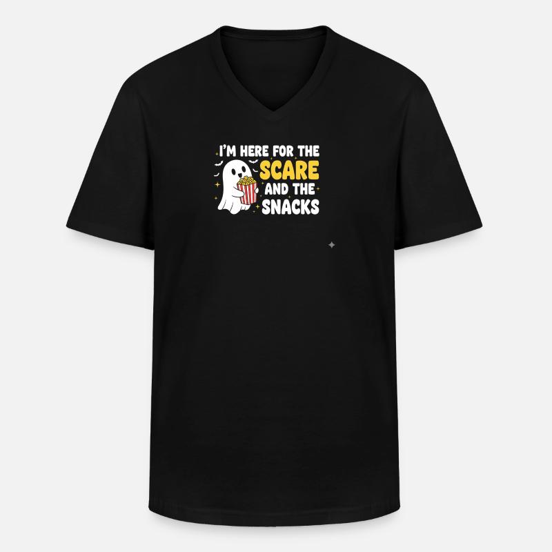 Halloween-Geist und Snacks - Männer-T-Shirt mit V-Ausschnitt - Schwarz