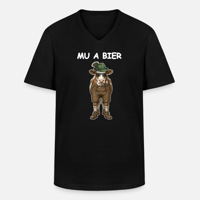 Bier Kuh Bauer Party - Männer-T-Shirt mit V-Ausschnitt - Schwarz