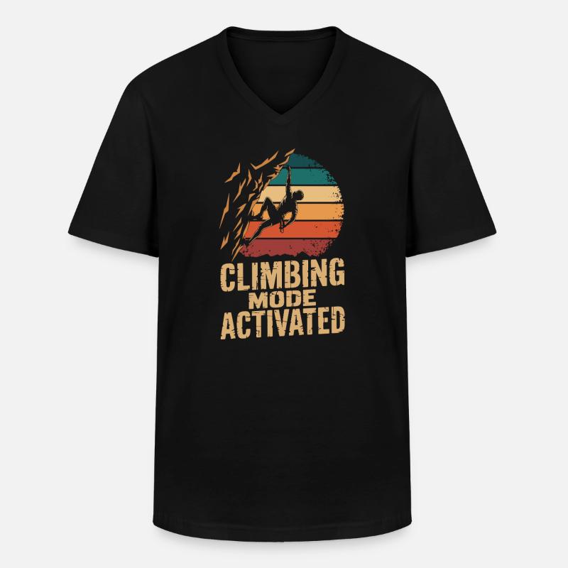  Climbing Mode Activated Klettern Boulder Retro - Männer-T-Shirt mit V-Ausschnitt - Schwarz