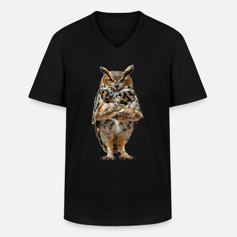 Eule - Männer-T-Shirt mit V-Ausschnitt - Schwarz