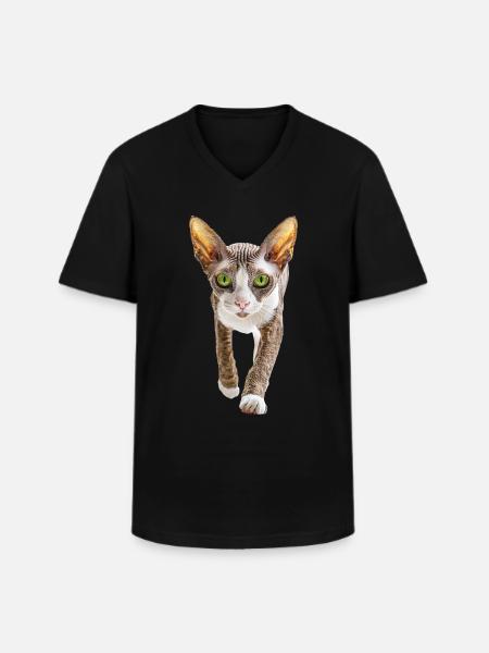 Cornish Rex - Männer-T-Shirt mit V-Ausschnitt - Schwarz