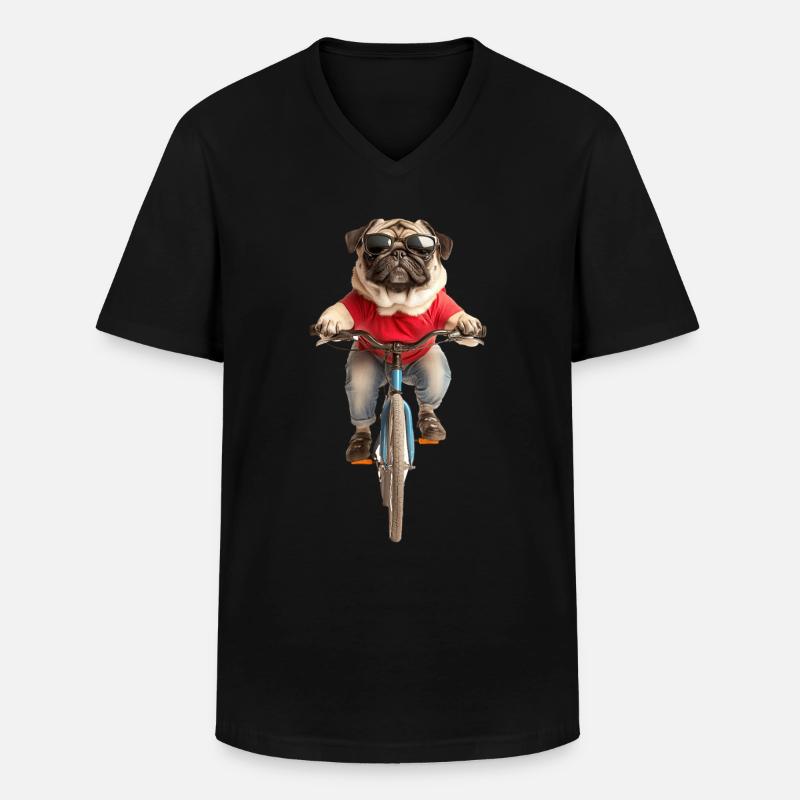 Mops - Männer-T-Shirt mit V-Ausschnitt - Schwarz