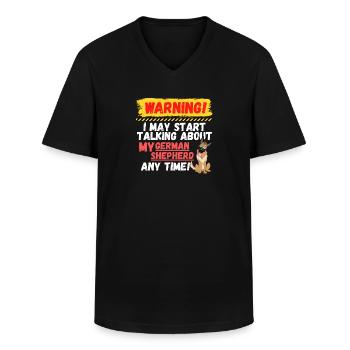 Warning German Shepherd - Männer-T-Shirt mit V-Ausschnitt - Schwarz - Vorne - AI Model Male 178 dark (178cm)