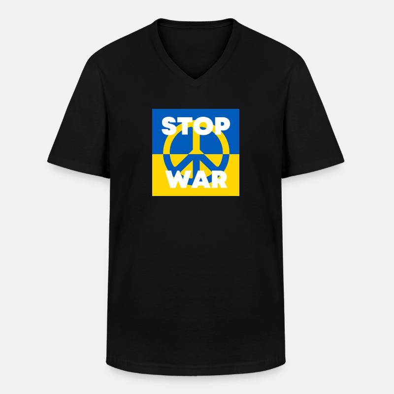 Stop War Ukraine - Männer-T-Shirt mit V-Ausschnitt - Schwarz