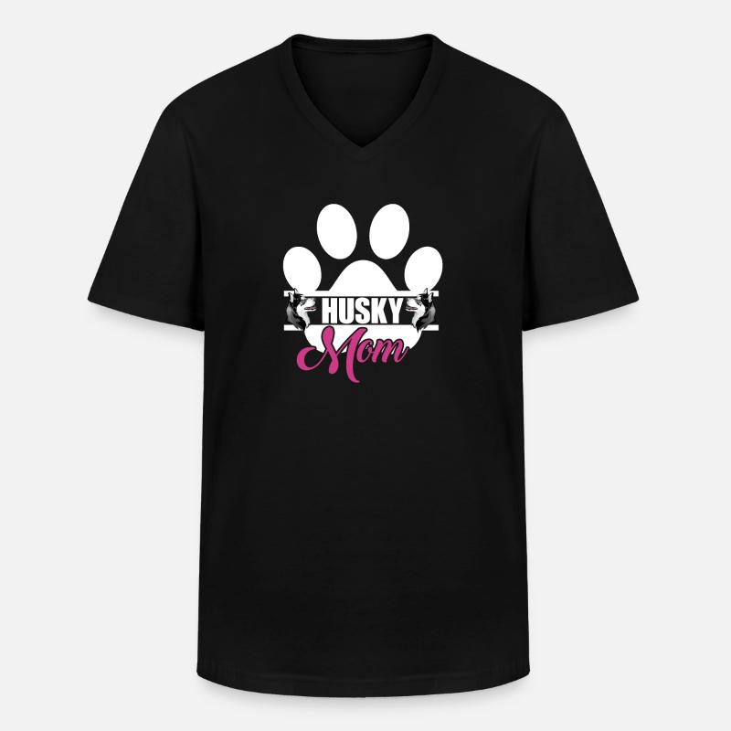 Husky Mom - Männer-T-Shirt mit V-Ausschnitt - Schwarz