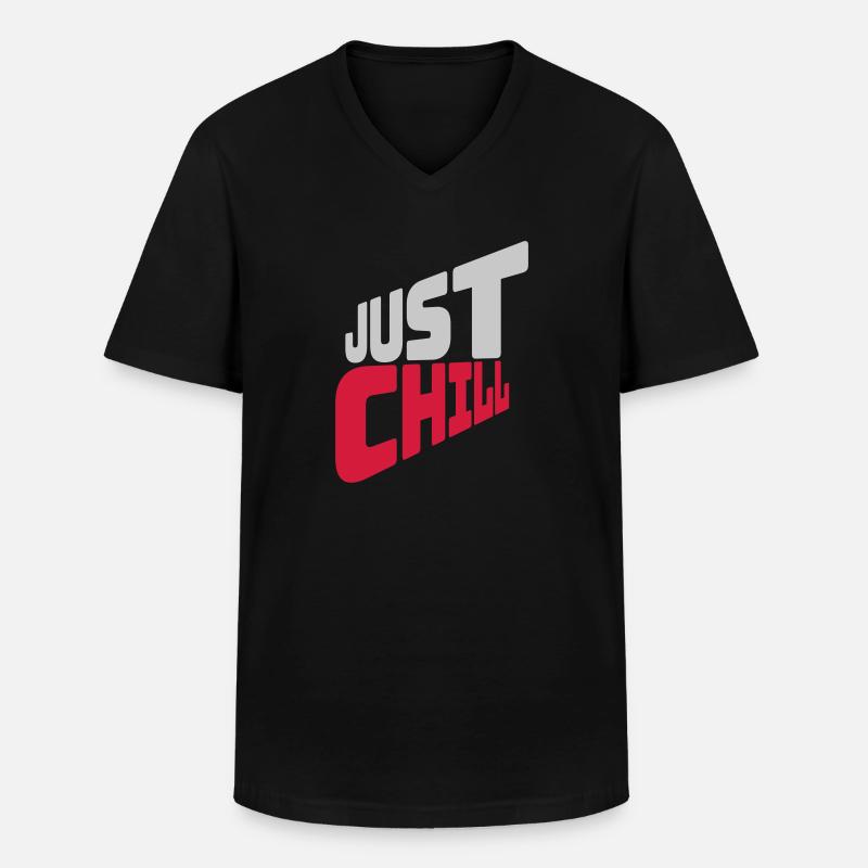 Just Chill Text Logo - Männer-T-Shirt mit V-Ausschnitt - Schwarz