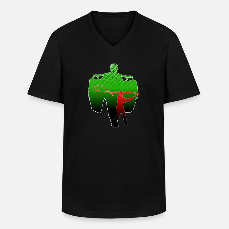 Trychle und Geisslechlöpfe - Männer-T-Shirt mit V-Ausschnitt - Schwarz
