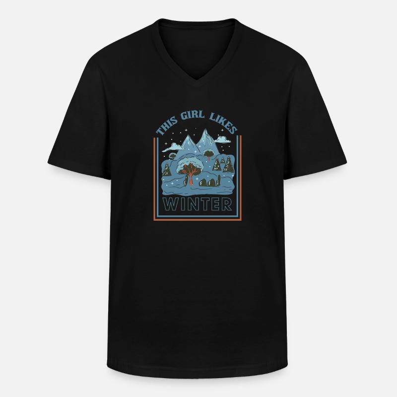 Mädchen mag Wintersaison Gemütliche - Männer-T-Shirt mit V-Ausschnitt - Schwarz