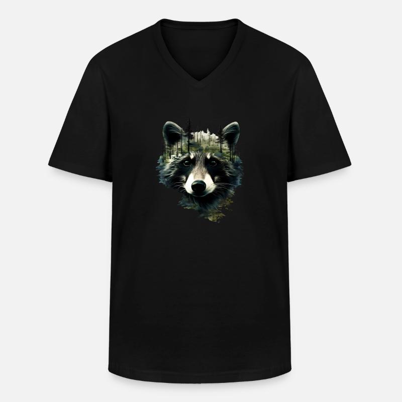 Waschbär - Männer-T-Shirt mit V-Ausschnitt - Schwarz