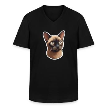 Burma-Katzenkopf - Männer-T-Shirt mit V-Ausschnitt - Schwarz - Vorne - AI Model Male 178 dark (178cm)
